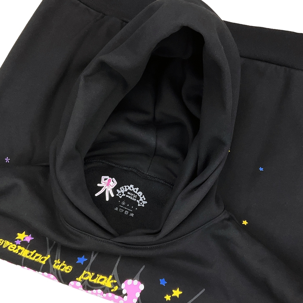Sp5der P*NK V2 Pullover Hoodie Black Pink | Spider Worldwide - Picture 3 of 5